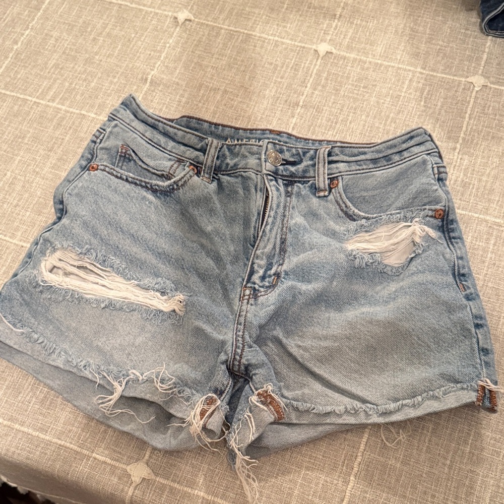 American Eagle Outfitters Light Blue Ripped Jean Shorts